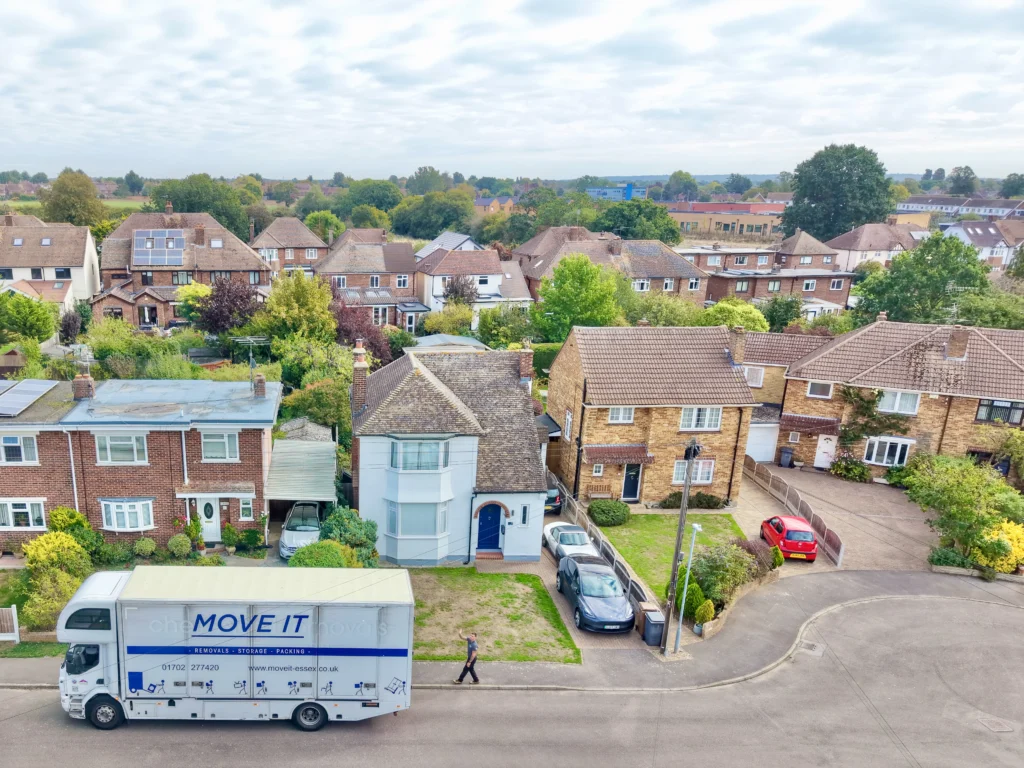Move It Removals van parked outside a Southend home on moving day